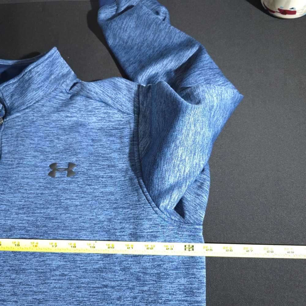 Under Armour ColdGear Quarter Zip Pullover Mens XXL Blue Heathered Training Top - Picture 4 of 9